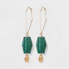 Semi-precious Stone Matte Malachite Geometric Hoop Earrings - A New Day Green, Women's