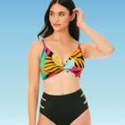 Women's Slimming Control Twist Front Bikini Top - Beach Betty By Miracle Brands Multi Tropical S, Women's, Size: Small,