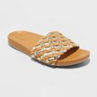 Women's Polly Wide Width Woven Slide Sandals - Universal Thread 5w,