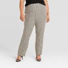 Women's Plus Size Plaid High-rise Spilt Front Trousers - Who What Wear Beige