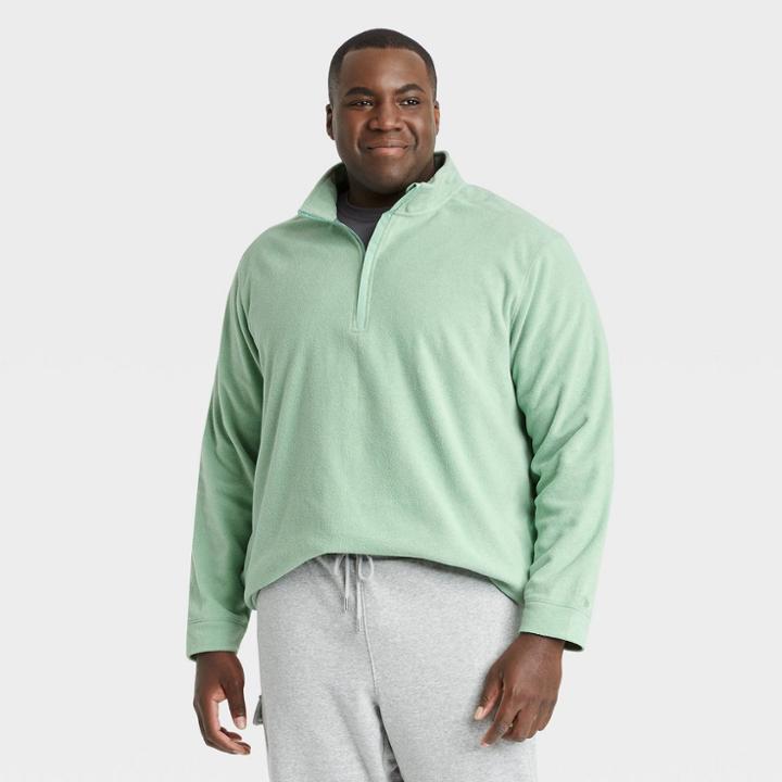 Men's Big & Tall Microfleece Pullover Sweatshirt - All In Motion Light Green