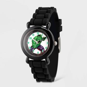 Kids' Marvel's Avengers Hulk Time Teacher Watch - Black