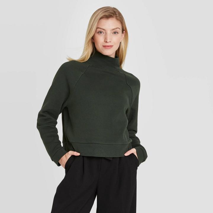 Women's Fleece Pullover Sweatshirt - A New Day Green