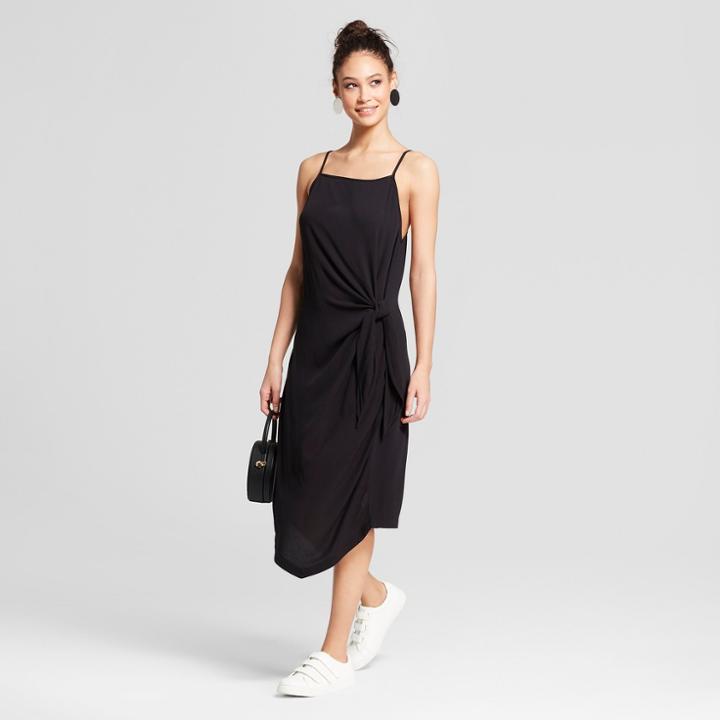 Women's Side Tie Asymmetric Hem Dress - Mossimo Black