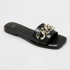 Women's Viv Chain Slide Sandals - A New Day Jet Black