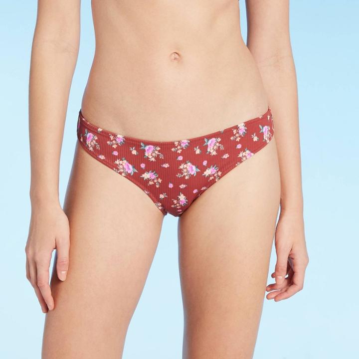 Women's Cheeky Bikini Bottom - Shade & Shore Mahogany Floral