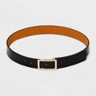 Women's Gold Rectangular Center Belt - A New Day Black Croc