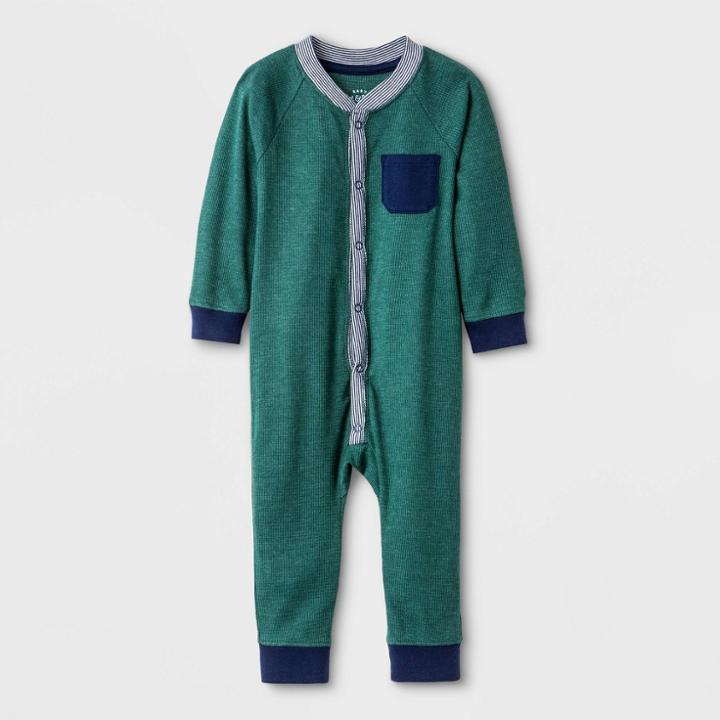 Baby Boys' Thermal Button Romper - Cat & Jack Green Newborn, Boy's