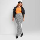 Women's Plus Size Super-high Rise Hip Cut Out Flare Pants - Wild Fable White Zebra Print