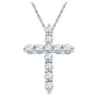 Target Created White Sapphire Prong Set Cross Pendant In Sterling Silver, Women's
