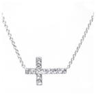 Target Silver Plated Brass Side Clear Cross Necklace (16), Women's,