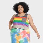 Well Worn Pride Gender Inclusive Adult Extended Size Burnout Striped Tank Top - Gray