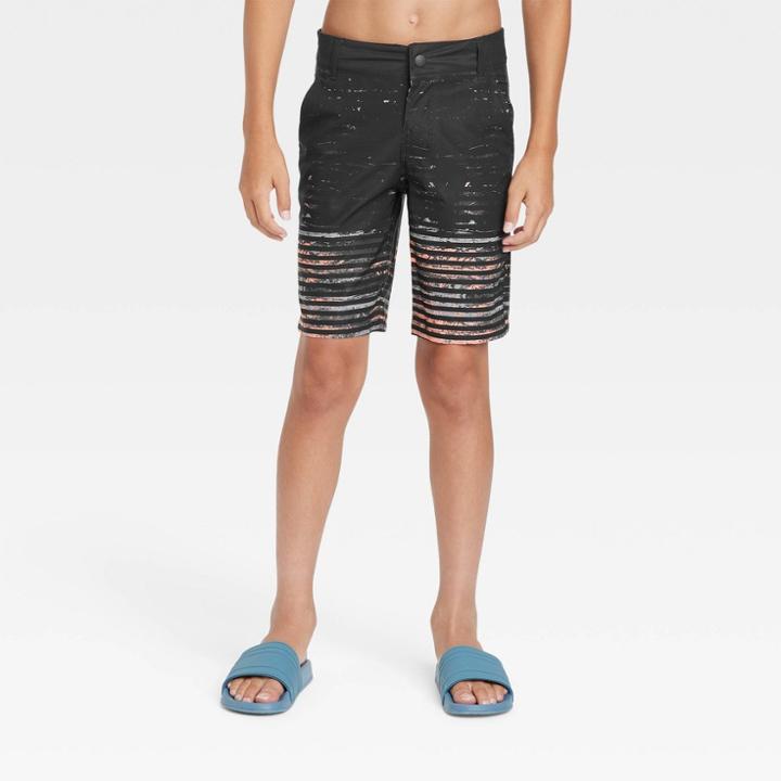 Boys' Striped Hybrid Swim Shorts - Art Class Black