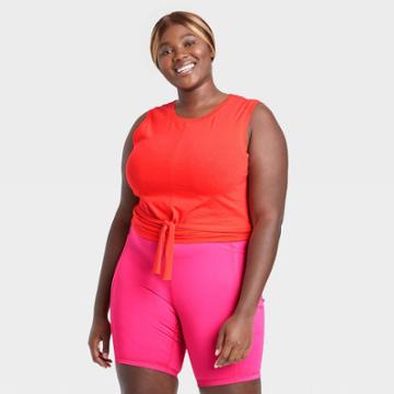 J. Dow Fitness Black History Month Women's Plus Size Cropped Tank Top - Coral Orange