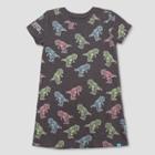 Girls' Jurassic World Short Sleeve T-shirt Dress - Charcoal Gray