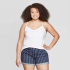 Women's Plus Size Sleeveless V-neck Cross Back Cami - Universal Thread White