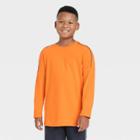 Boys' Long Sleeve Soft Gym T-shirt - All In Motion Orange