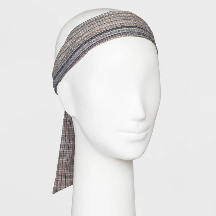 Plaid Tie Headwrap - Universal Thread Gray