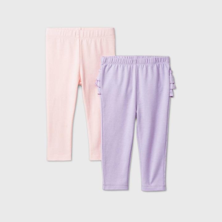 Baby Girls' 2pk Leggings - Cat & Jack Pink/purple Newborn