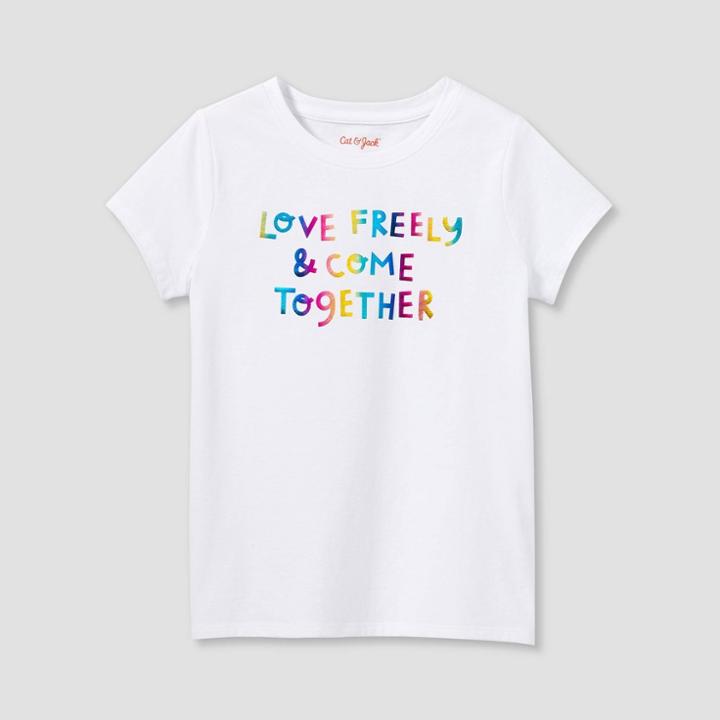 Girls' 'love Freely' Short Sleeve Graphic T-shirt - Cat & Jack White