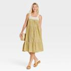 Women's Sleeveless Crochet Trim Dress - Universal Thread Yellow Floral