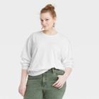 Women's Plus Size Long Sleeve Boxy T-shirt - Universal Thread White