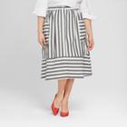 Women's Plus Size Striped Button-down Birdcage Skirt - Who What Wear Black/white 20w, Black/white