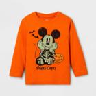 Disney Toddler Boys' Mickey Mouse Scary Cute Halloween Long Sleeve T-shirt - Orange