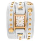 Women's Geneva Platinum Studded Wrap Around Watch - White