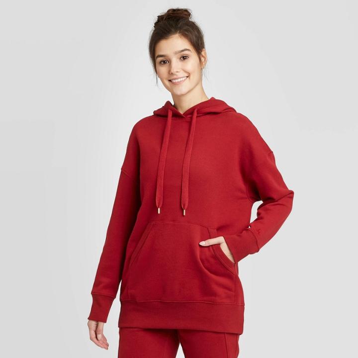 Women's Drawstring Fleece Hoodie - Joylab Red