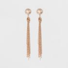 Round Stud With Textured Chain Tassel Drop Earrings - A New Day Rose Gold