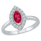 Target Marquise-shaped Created Ruby & Composite Frame Of Created White Sapphire Ring In Sterling
