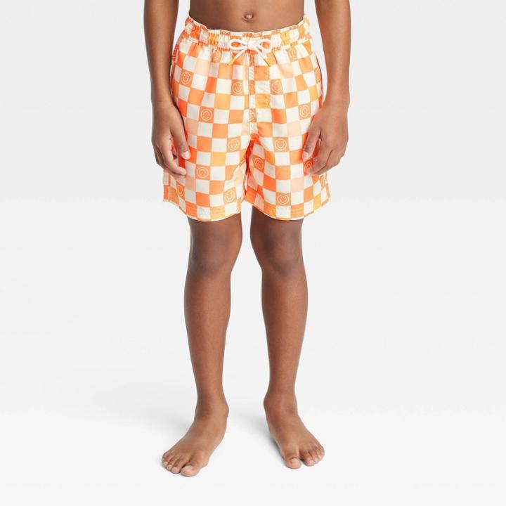 Boys' Checkered Smile Swim Trunks - Cat & Jack Orange