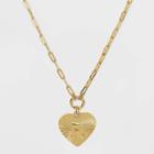 14k Gold Dipped 'r' Initial Diamond Cut Heart Pendant Necklace - A New Day Gold