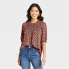 Women's Bishop 3/4 Sleeve Smocked Top - Knox Rose Black Floral