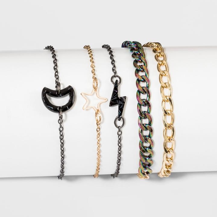 Lightning Bolt With Star And Moon Icon Bracelet Set 5ct - Wild Fable,