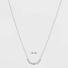 Silver Plated Cubic Zirconia Bezel Station Necklace And Earring Set - A New Day