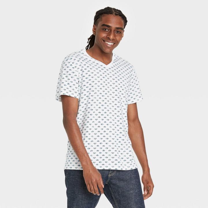 Men's Regular Fit Short Sleeve V-neck T-shirt - Goodfellow & Co True White