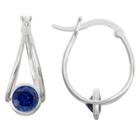 1 2/3 Tcw Tiara Sterling Silver 6mm Bezel-set Sapphire Hoop Earrings, Women's, Blue
