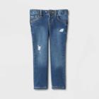 Toddler Girls' Mid-rise Distressed Skinny Jeans - Cat & Jack Blue