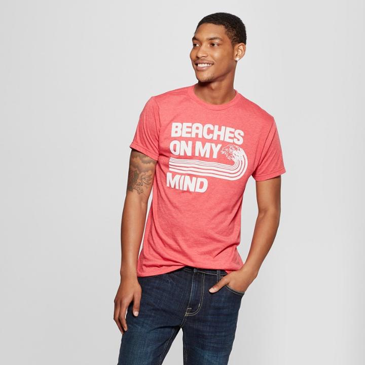 Men's Short Sleeve Beaches On My Mind Graphic T-shirt - Awake Red