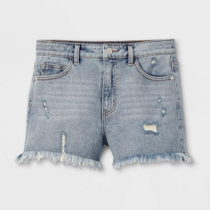 Girls' A-line High-rise Jean Shorts - Art Class Medium Wash Xs,