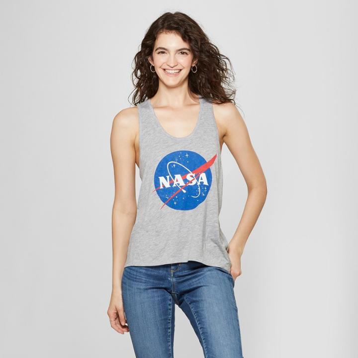 Women's Nasa Logo Racerback Graphic Tank Top (juniors') Heather Gray
