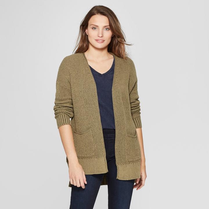 Women's Open Layering Side Slit Cardigan - Universal Thread M Olive (green)