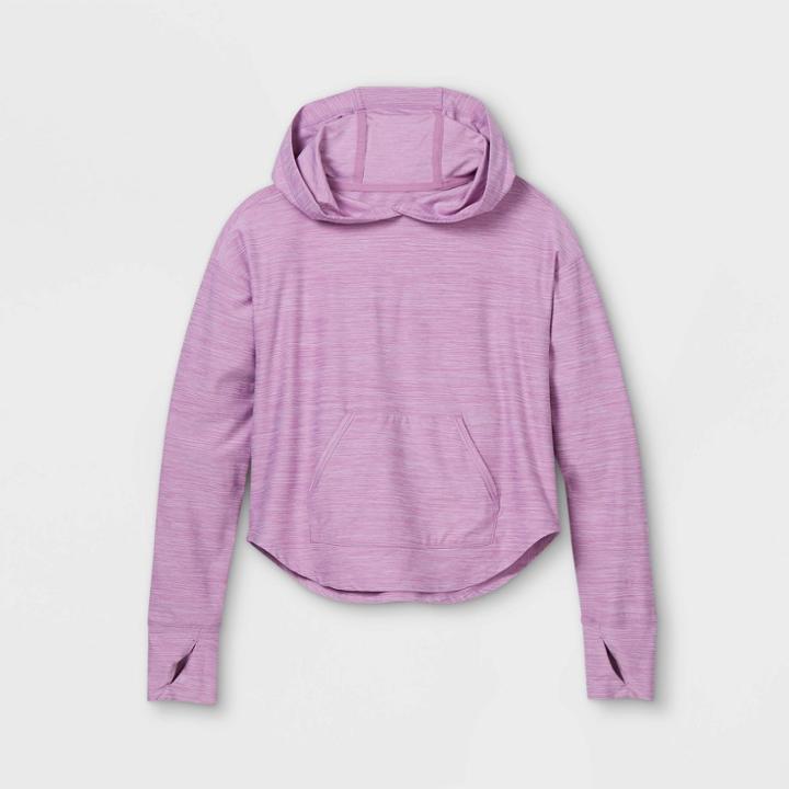 Girls' Soft Stretch Hoodie - All In Motion Heather Lavender Xs, Grey Purple