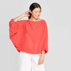 Women's Long Sleeve Boat Neck Blouse - Prologue Red