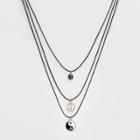 Multi Row With Yin Yang And Peace Sign Charms Layered Necklace - Wild Fable,