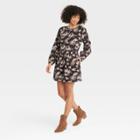 Women's Balloon Long Sleeve Corduroy Shift Dress - Universal Thread Black Floral