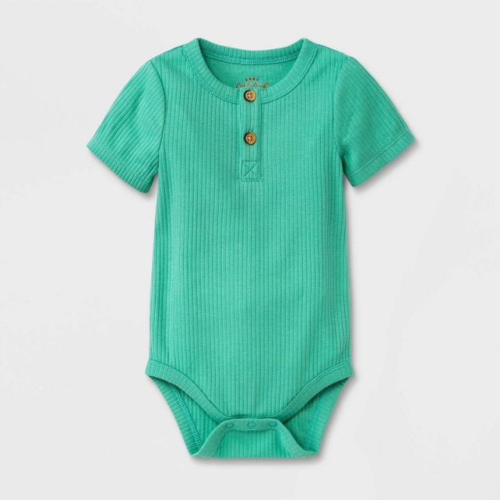Baby Boys' Rib Henley Bodysuit - Cat & Jack Light Green Newborn