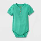 Baby Boys' Rib Henley Bodysuit - Cat & Jack Light Green Newborn